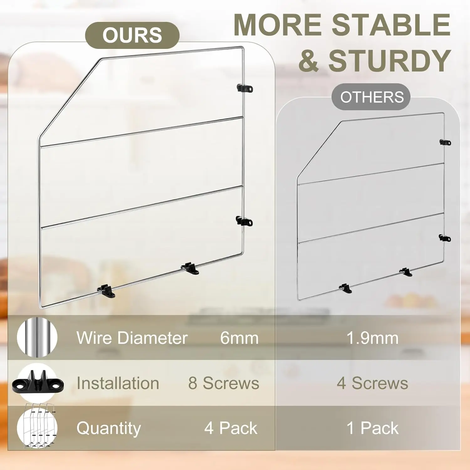 

Blulu 4 Pcs Baking Sheet Organizer 18"" X 20"" Tray Dividers For Cabinets Kitchen Cabinet Dividers Vertical For Baking Sheets