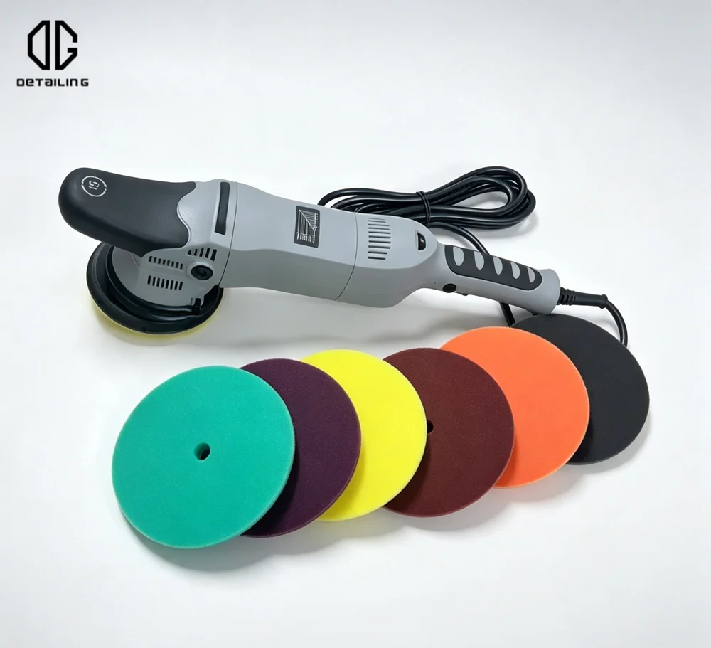 DETAILING 5Inch 6 Inch 900W Dual Action Polisher Orbit 15mm 21mm Auto Polisher DA Car Polisher Machine With Polishing Pads Set