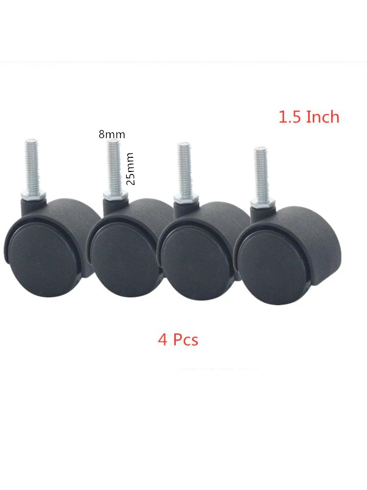 4 Pcs/Lot 1.5-inch Screw Thread M8 Large Shift 25mm Wheel Mobile Cabinet Furniture Universal Home Manufacturer Direct Sales