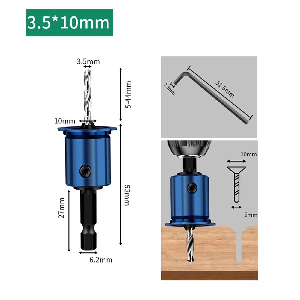1pc 10mm Hex Shank Counterbore Drill Bit Core Limiter Adjustable Stop Collar Drills Router Bit For Woodworking Drilling Tool