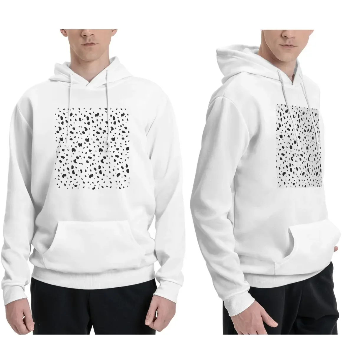 Dalmatian White And Black Dalmatian Dog Print Hoodies Men Women Casual Pullover Sweatshirt Long Sleeve Hooded Autumn Winter