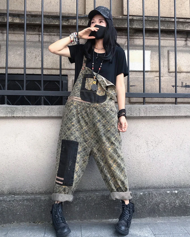 Summer 2025 plus Size Personalized Rer Patchwork Casual Denim Overalls Women High Waist Long Pants Regular Thin