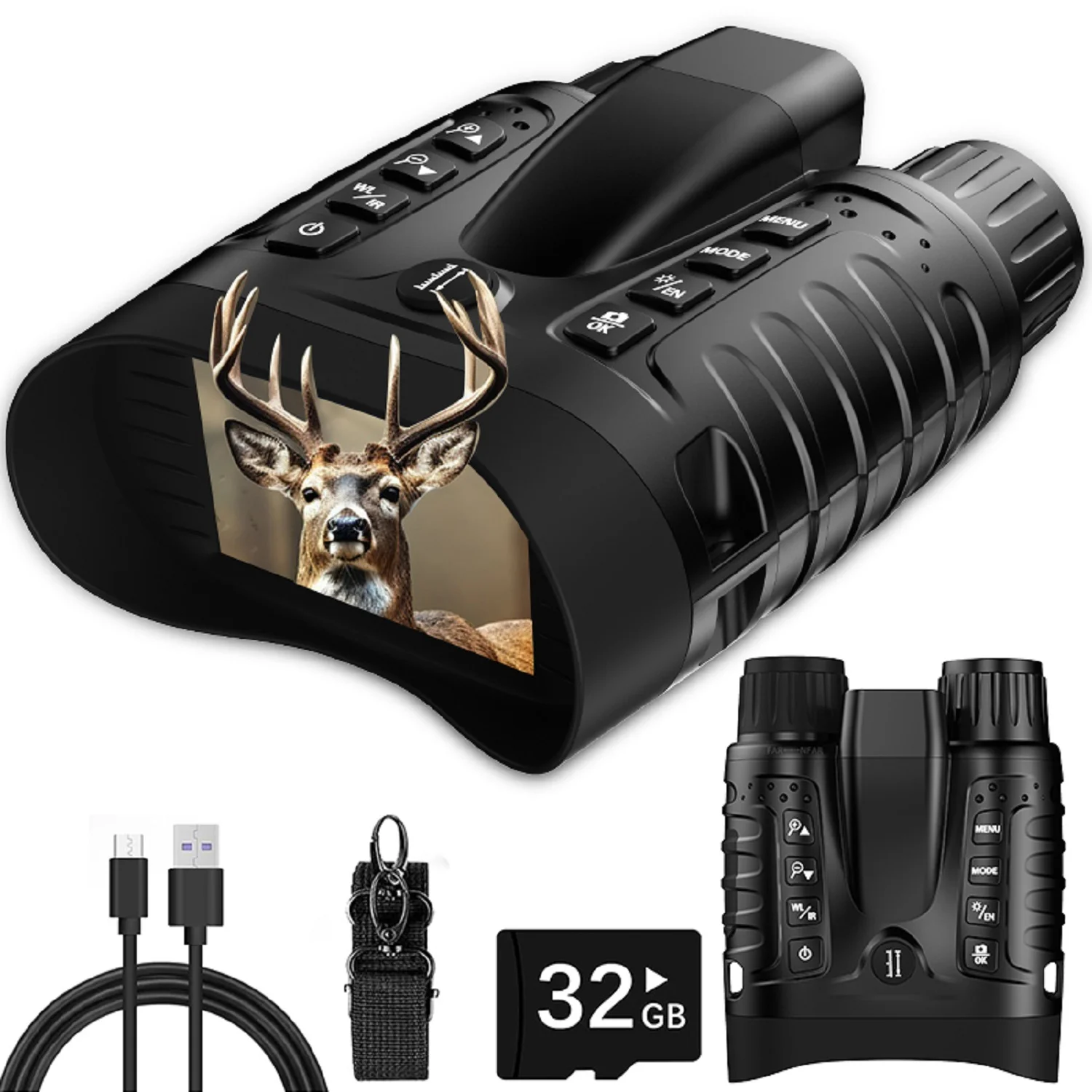 

Distance Measurement Night Vision Goggles 4K Night Vision Binoculars for Adults 8X Zoom 5000mAh Battery 32GB Card Infrared Visio
