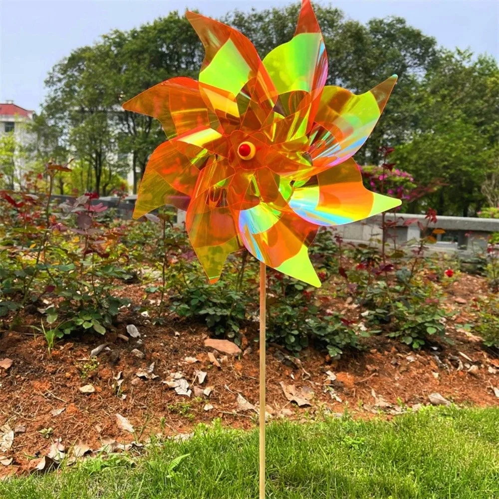 

40cm Film Bird Repeller Pinwheels Waterproof Color Changing Reflective Sparkly Scarecrow Pinwheel Garden Lawn Yard Decor