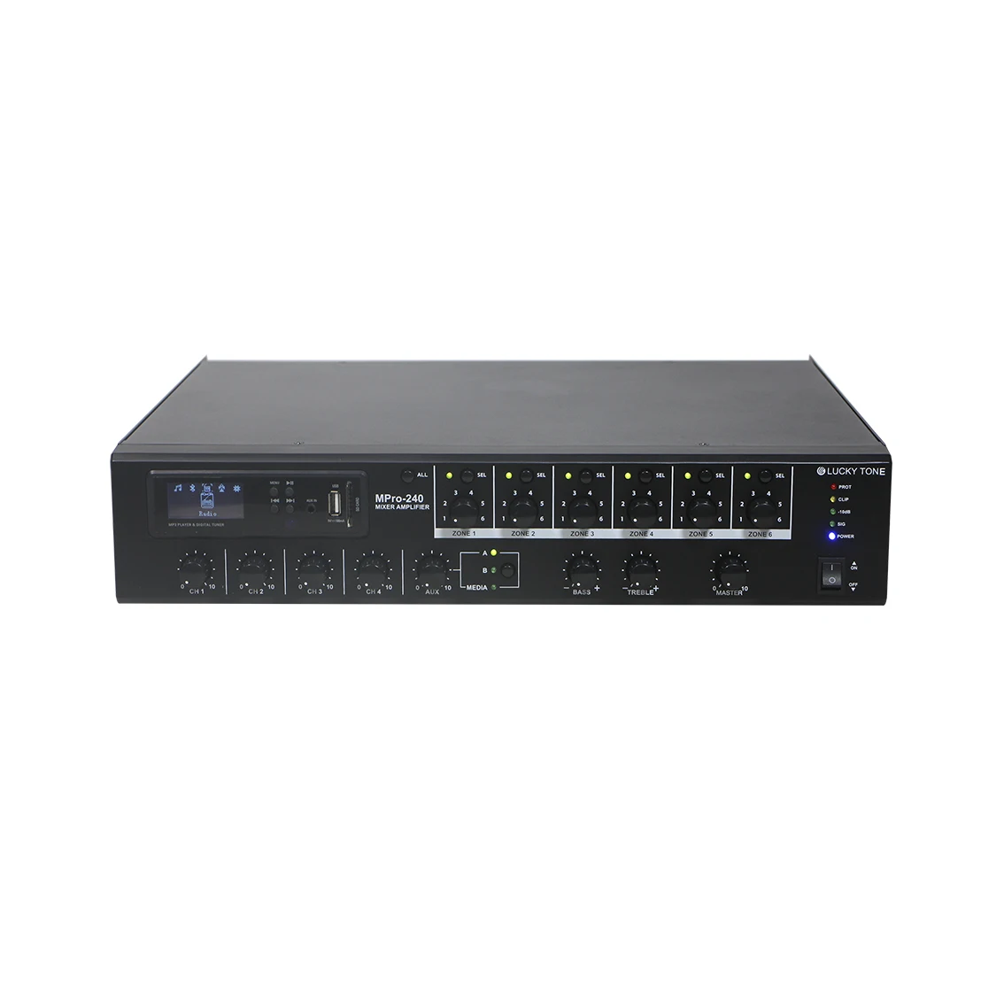Commercial Audio 240W 6 Zone Mixer Amplifier With Zone Volume Control For Public Address System