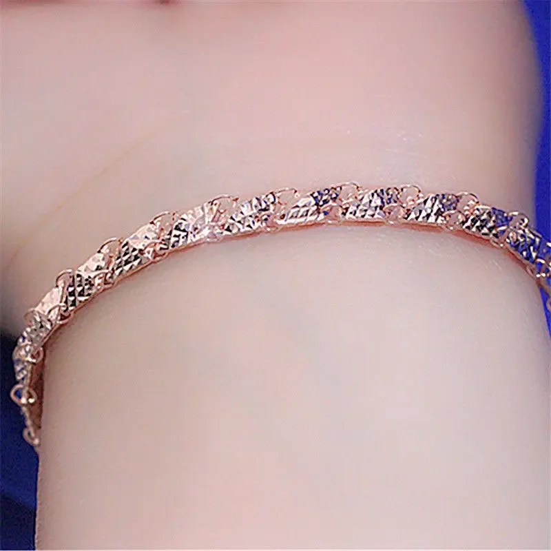 Shiny and Exquisite Rhombus bracelet for Women Plated 14K Rose Gold Bangles Romantic Light Luxury Jewelry