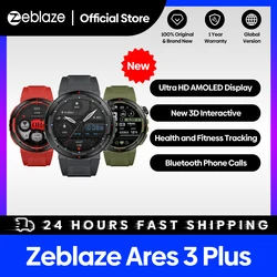 Zeblaze-Amoled Display Smartwatch,男性用,音声通話,インタラクティブ,100のスポーツモード,ares 3 plus,1.43インチhd,3d,新品