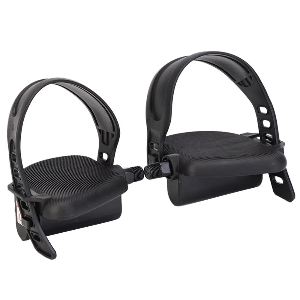 

1 пара регулируемых велосипедных педалей с резиновыми ремнями, замена для горных и тренажерных велосипедов, нескользящие плоские педали, аксессуары