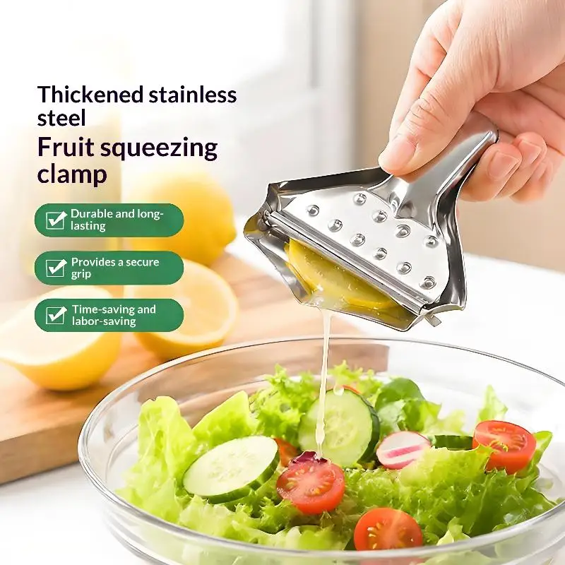 Easy To Use Hand Press Stainless Steel Lemon Tongs Silver Manual Juicer Lemon Squeezer Clip Rustproof Citrus Presser Grape