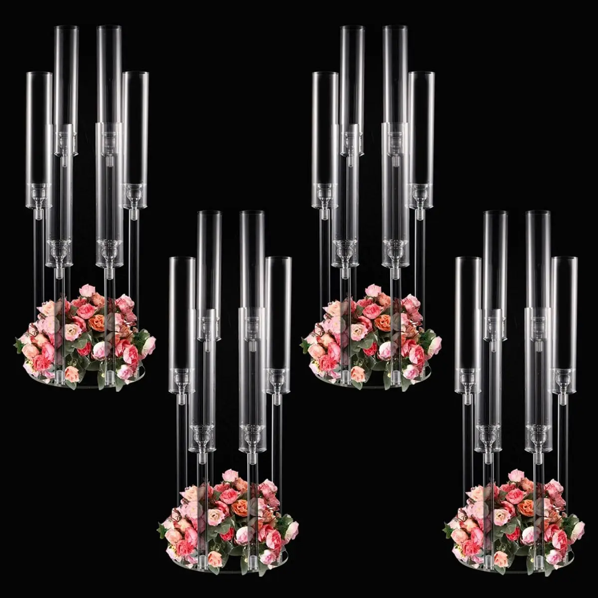 

4 шт. акриловый подсвечник, 6 рук, канделябры, центральные элементы для стола, 26,8 дюйма, подсвечник для свадьбы, дня рождения, домашнего декора