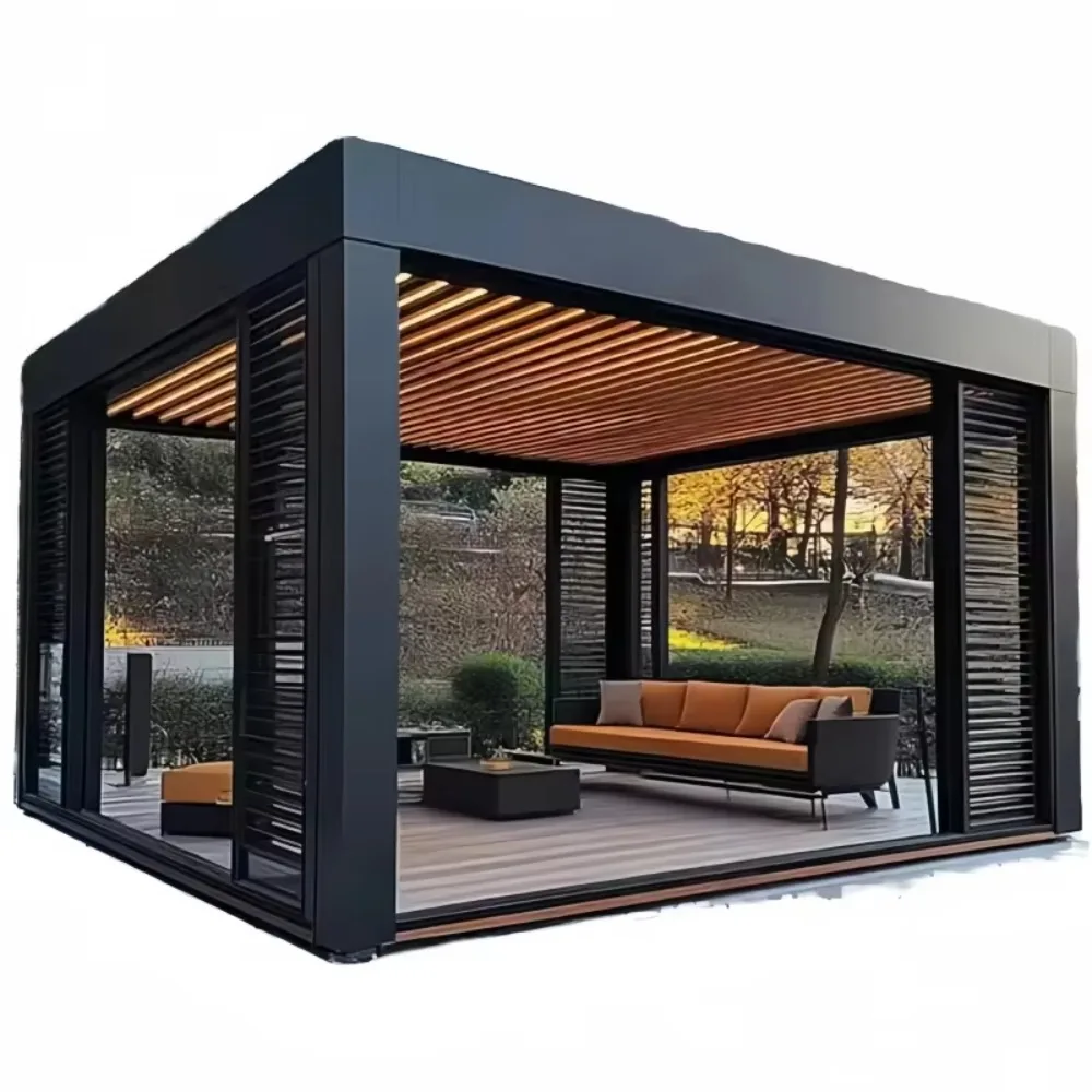 

Custom Electric Bioclimatic Pergola Waterproof Outdoor Garden Louvered Roof Aluminum Frame Patio Canopy Smart Shade