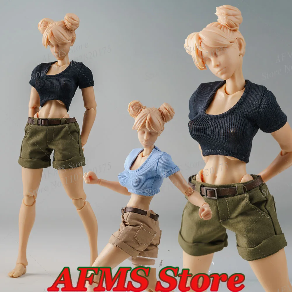 

Romankey 1/12 Women Soldier T Shirt Short Crop Tops Anime Mobile Suit Girl Clothes Fit 6" Snail-Shell Tbl Action Figure Soldier