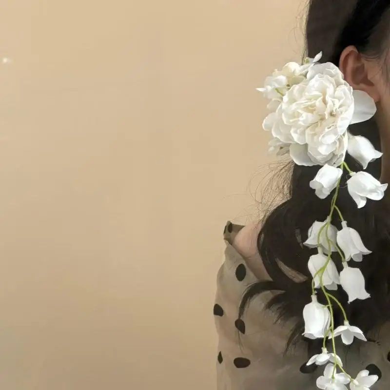 مشبك فهم زهرة الزنبق - إكسسوارات شعر عصرية على الطراز الصيني الجديد، أغطية رأس على شكل زهرة، دبوس شعر جانبي للركاب