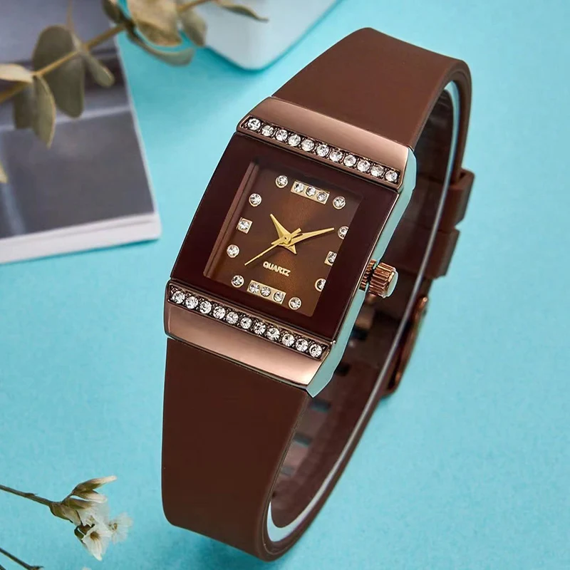 Luxury Brand Women Quartz Watches Bracelet For Ladies Wrist Watches Female Clock Relogio Feminino Dropship Women Silicone Square