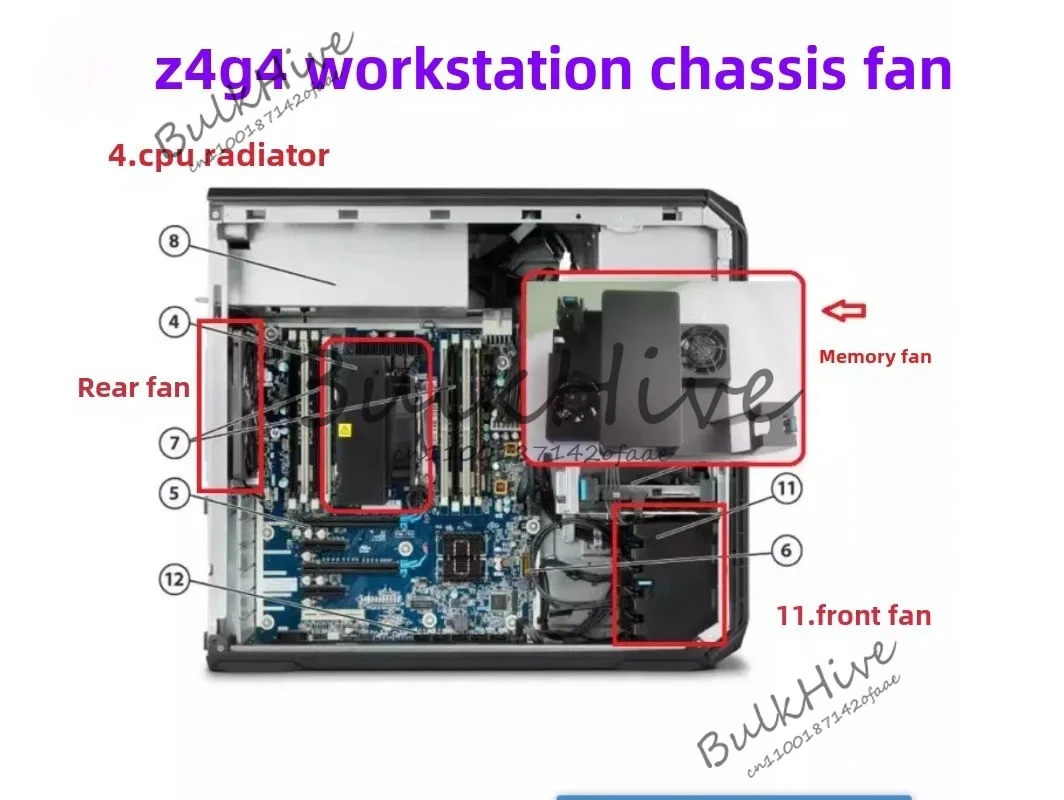 لاستبدال مروحة وحدة المعالجة المركزية لهيكل محطة العمل HP Z4 G4 الأمامية والخلفية #2