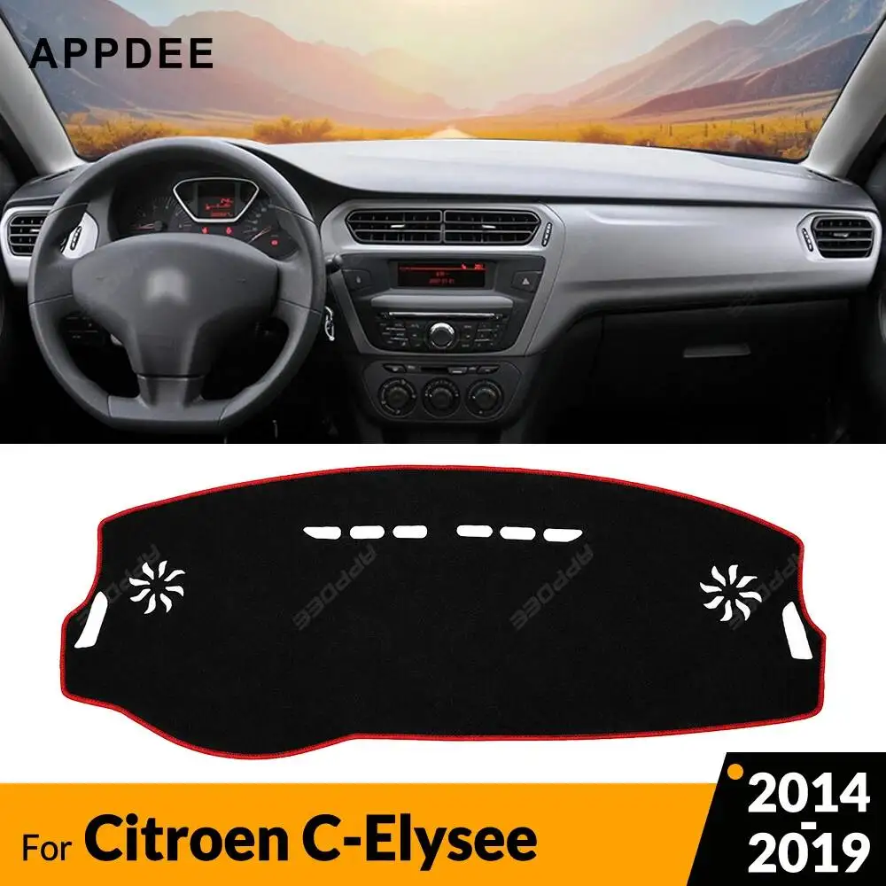 APPDEE For Citroen C-Elysee 2014-2019 Car Dashboard Cover Dash Mat Anti-UV Sunshade Non-Slip Carpet Interior Accessories