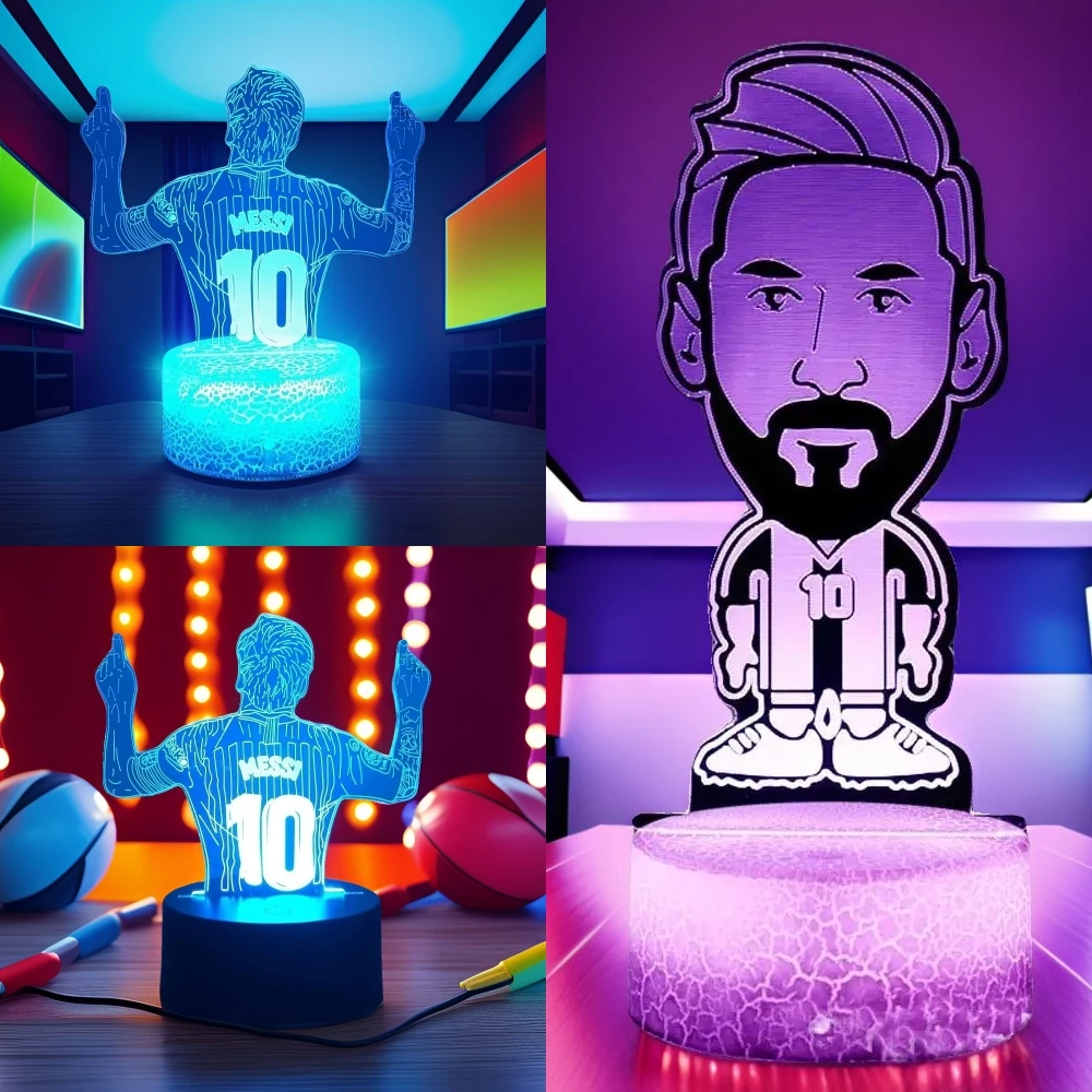 3D Lamp Illusion LED Night Light Football Character Messi Luminous Touch Child Nightlight Kids BedRoom Decor Table Lamps Gifts