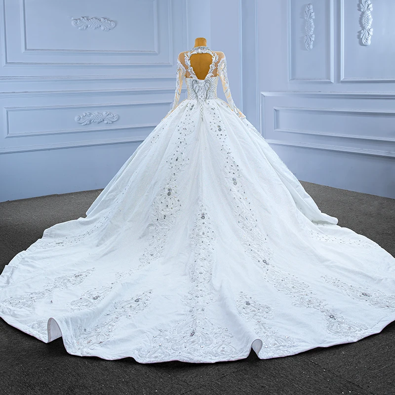 Jancember 2024 New Wedding Dress Heavy Industry J67558 Backless Embroidery High Waisted Full Sleeves Tuxedo Performance