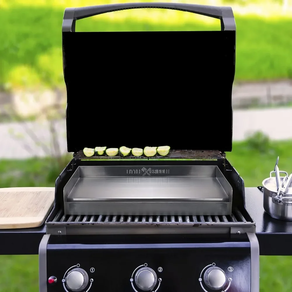 Grillplaat Sissen-Q Sq180 100% Roestvrijstalen Universele Bakplaat Met Gelijkmatige Verwarming Kruis Versteviging Voor Houtskool/Gas Grills