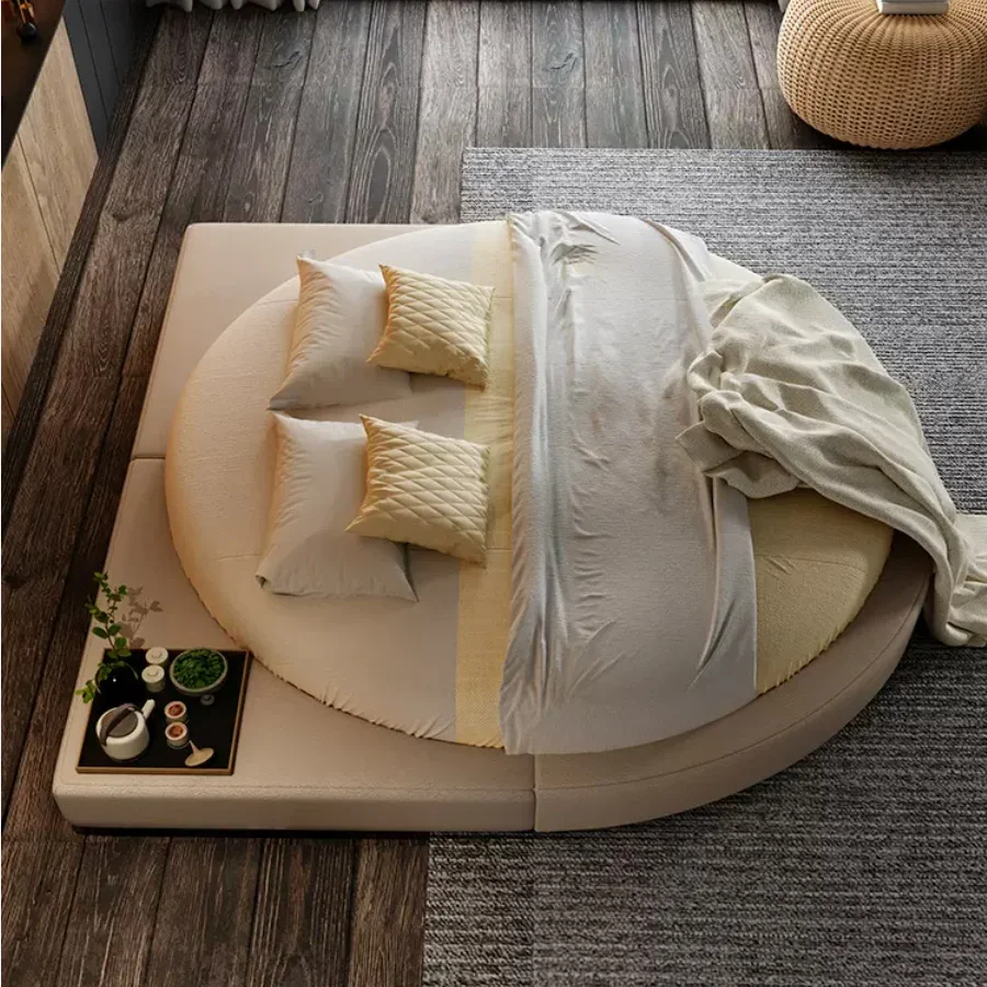 

Round Create Designer Bed Unique King Size Double Light Luxury Wedding Bed Fashionable High Quality Cama De Casal Beds Furniture