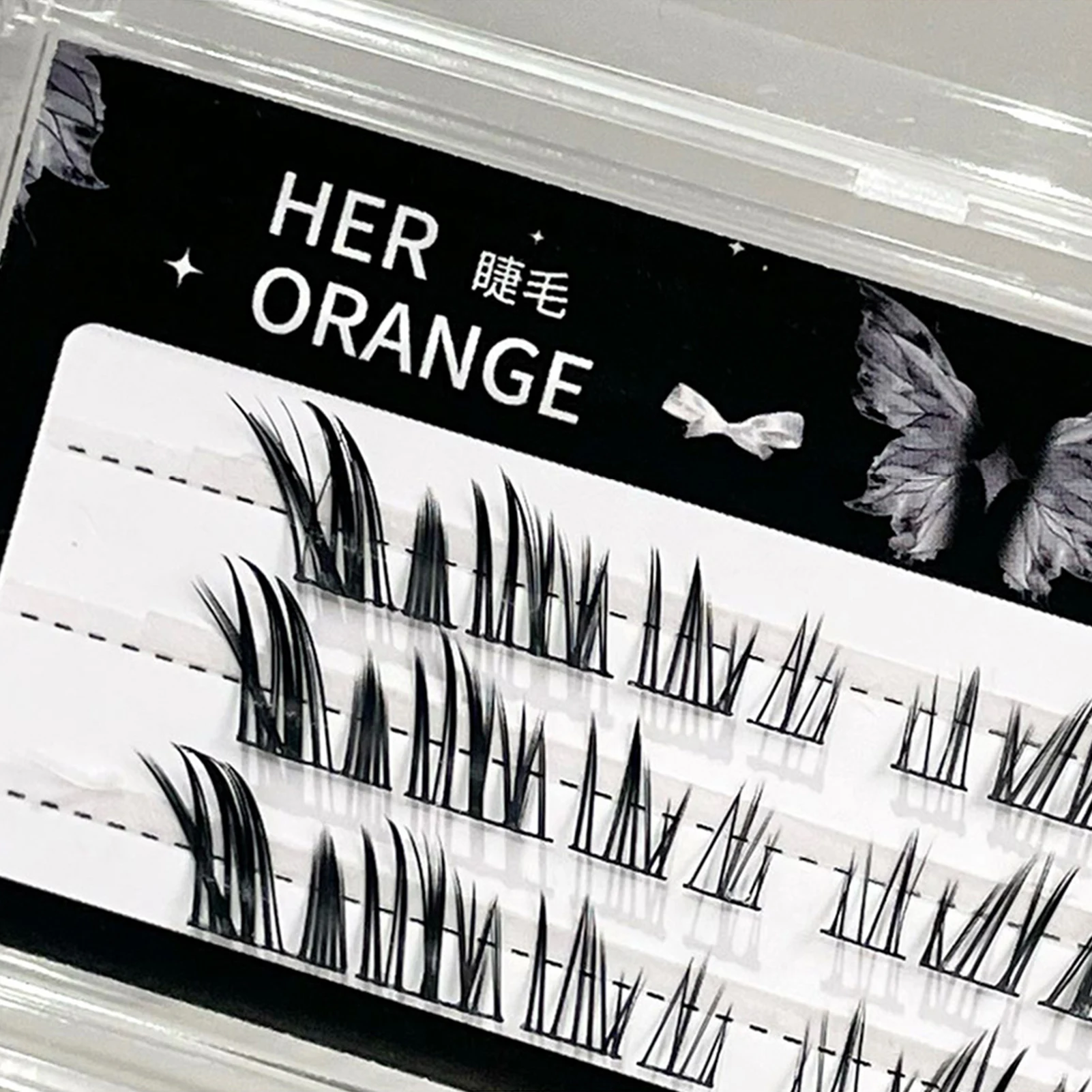 Fox- Eye Lashes individual cluster 7-12mm Mixed Length Black False Eyelashes 0.05mm C Curve Fiber Lashes For Natural dailyMakeup