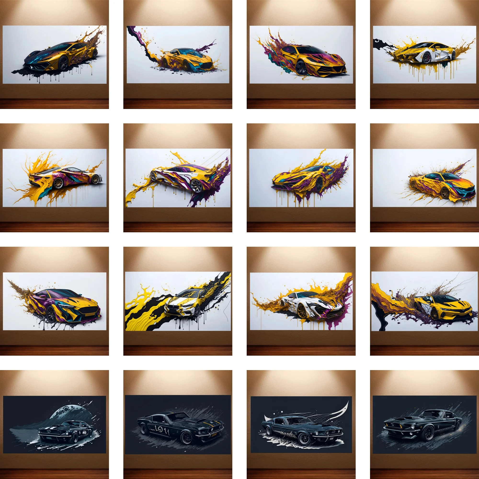 Sports Car Graffiti Canvas Art Painting Wall Decor HD Print Modern Wall Art for Living Room Garage Man Cave & Car Enthusiasts