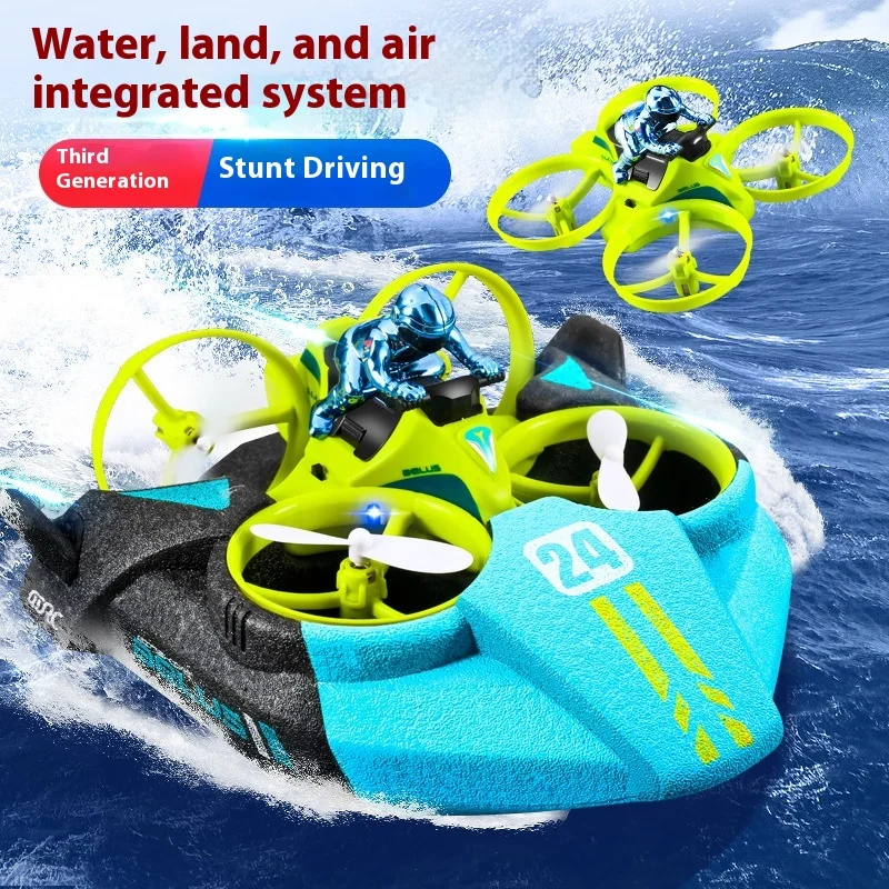 

Sea Land Air Three In One Remote-Controlled Aircraft Unmanned Helicopter Speedboat Drift Car Amphibious Hovercraft Toy Gift