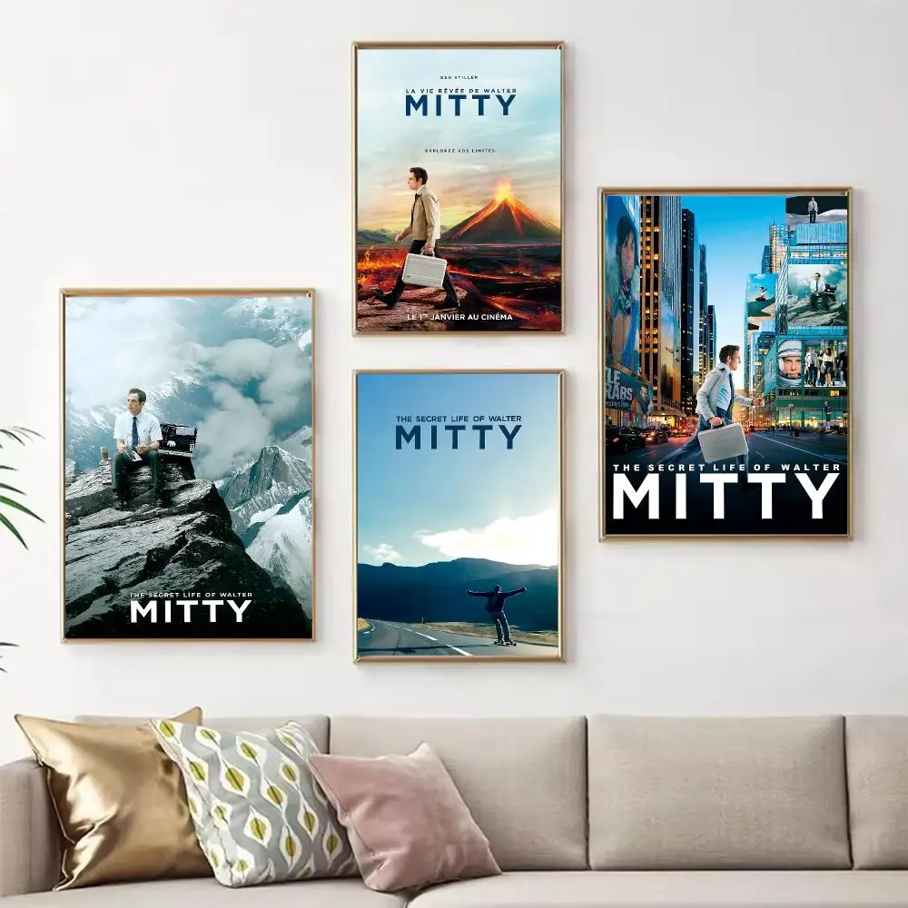 Fresh Movie The Secret Life of Walter Mitty Poster Chic Art Poster Self-Adhesive No Glue Residue for Bedroom Hallway