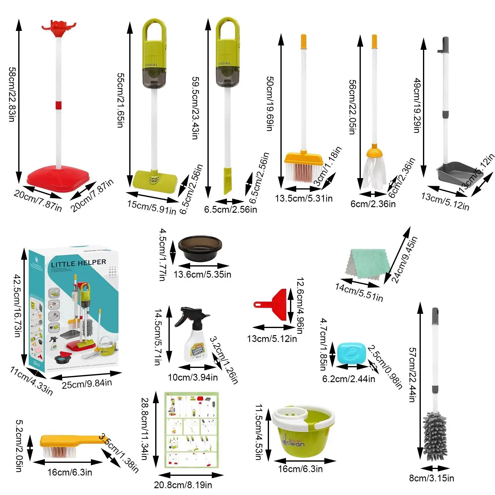 Kids Cleaning Set Pretend Play Toys Educational Playing Supplies Role Playing Toys Toddlers Learning Toys Household Chore Tools