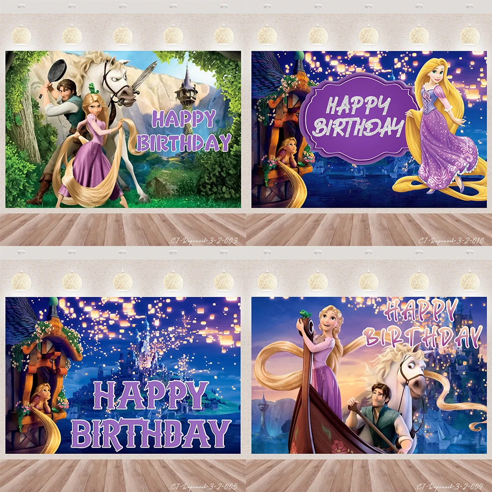 Tangled Rapunzel Princess Birthday Party Vinyl Personalized Customization Background Baby Shower Photography Decor Supplies