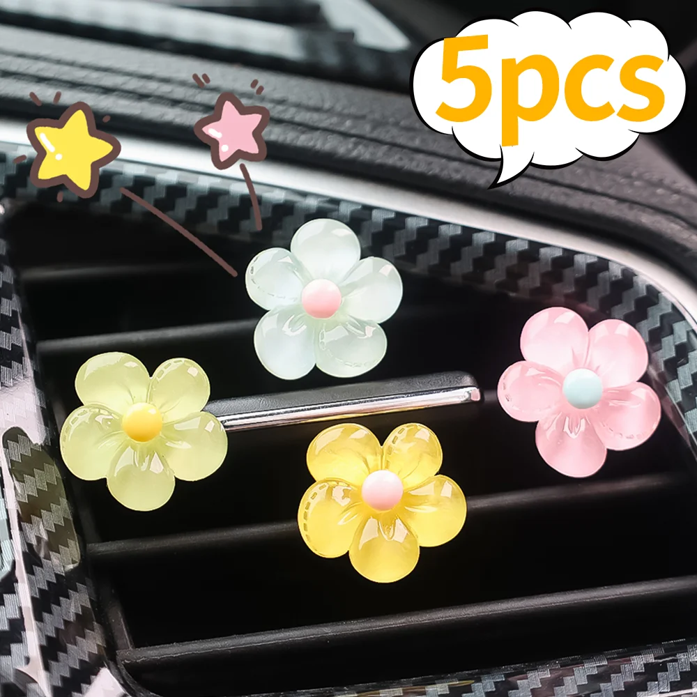 Jelly Daisy Car Outlet Vent Clips Summer Daisy Flower Auto Air Conditioning Vent Ornament Car Interior DIY Resin Decoration Gift