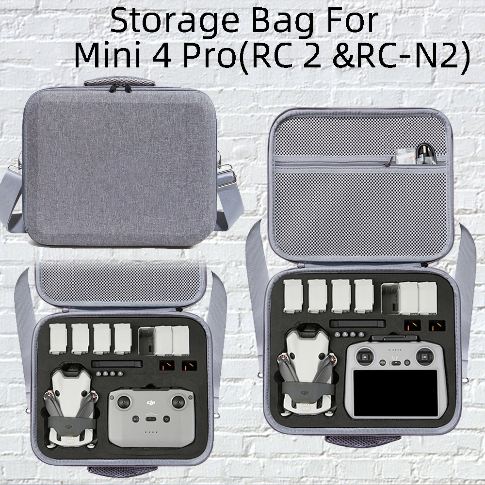 Storage Crossbody Bag For DJI Mini 4 Pro Carrying Case RC-2/N2 Remote Handle Shoulder Strap Cover Box Durable Accessories Set