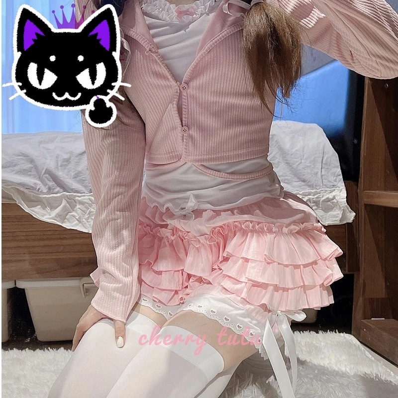 2025 misa hot sale Harajuku Sweet Pink Women Lace Ruffles Bloomers Shorts Victorian Pumpkin Pants Lolita Kawaii Bow JK Dress Saf