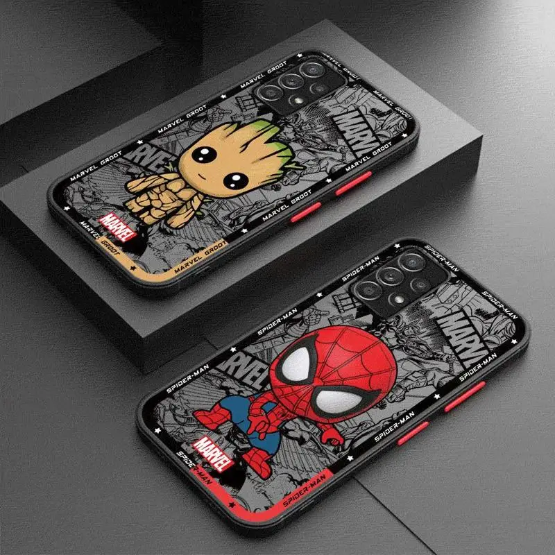 Cartoon Marvel Spiderman Groot Cover Phone Case for Samsung Galaxy Note 20 Ultra Note 10 Plus 8 9 S10 S9 S8 Matte Shell Soft