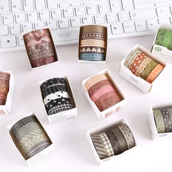 Temel Washi bant 5 Rolls günlüğü dekorasyon Cinta Adhesiva decorastationery kırtasiye maskeleme bandı Scrapbooking malzemeleri Washi bantlar