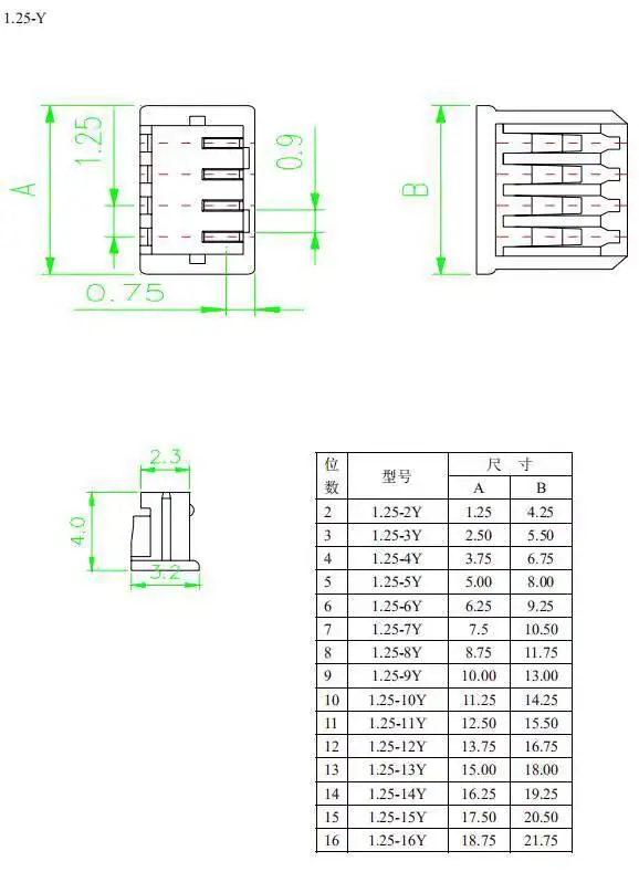20 Sets 1,25-mm-Steckverbinder mit geraden und gebogenen Stiften + Federstück 2P 3P 4P 5P 6P 7P 8P 10P – Detail 4