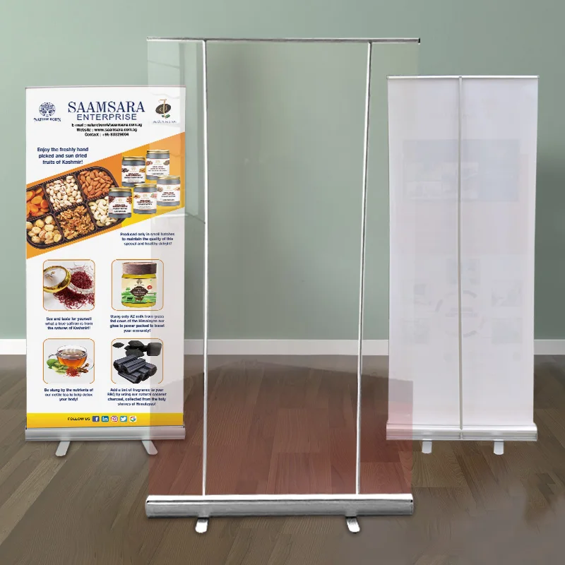 Advertising PET Roll up Custom Portable Economy Standard Poster Stand Banner, Vertical Display, Transparent, Shopping Mall