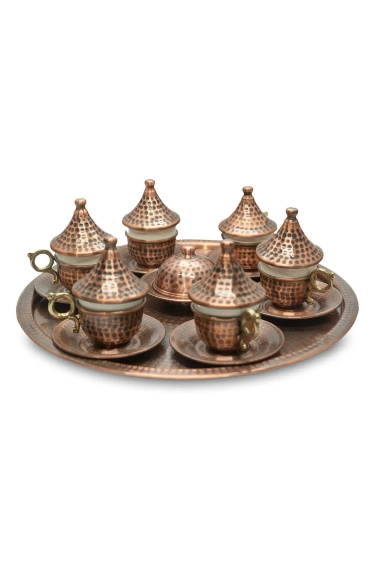 DOLBOVI Tiryaki Model 6 person cup set copper oxide handmade espresso cup