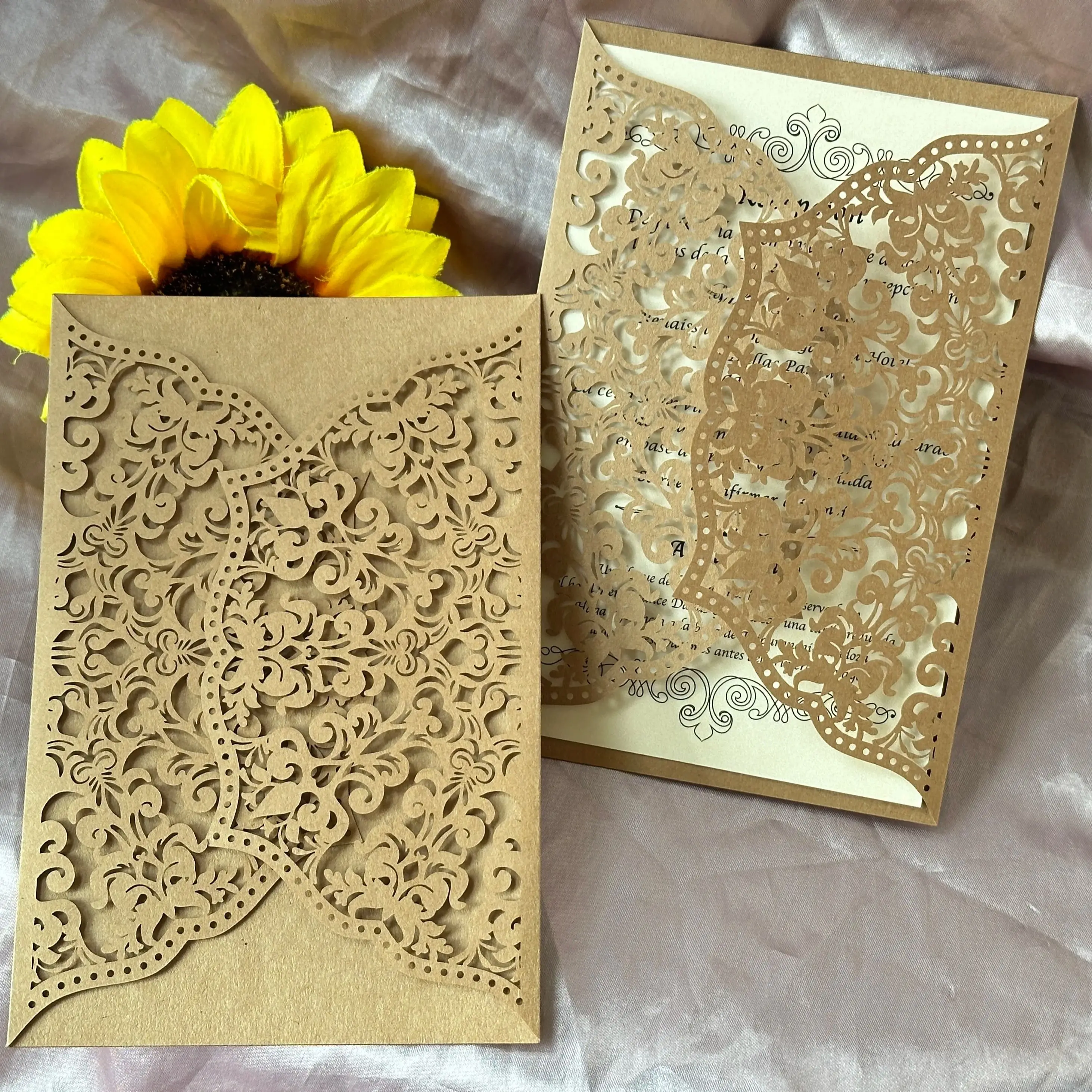 

10pcs Kraft Paper Laser Cut Wedding Invitation Card Birthday Invitation Card Laser Cut Invite Cover for Party Favor Decoration