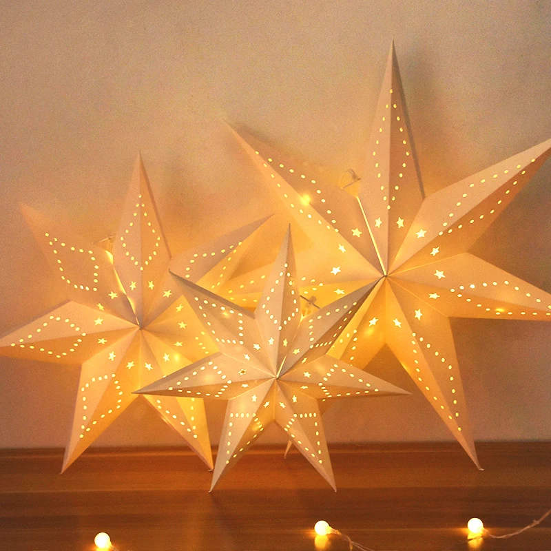 Hollow Star Hanging Pendant Eid Mubarak Ramadan Kareem Decoration Lantern 2024 Islamic Muslim Party Supplies Christmas Birthday