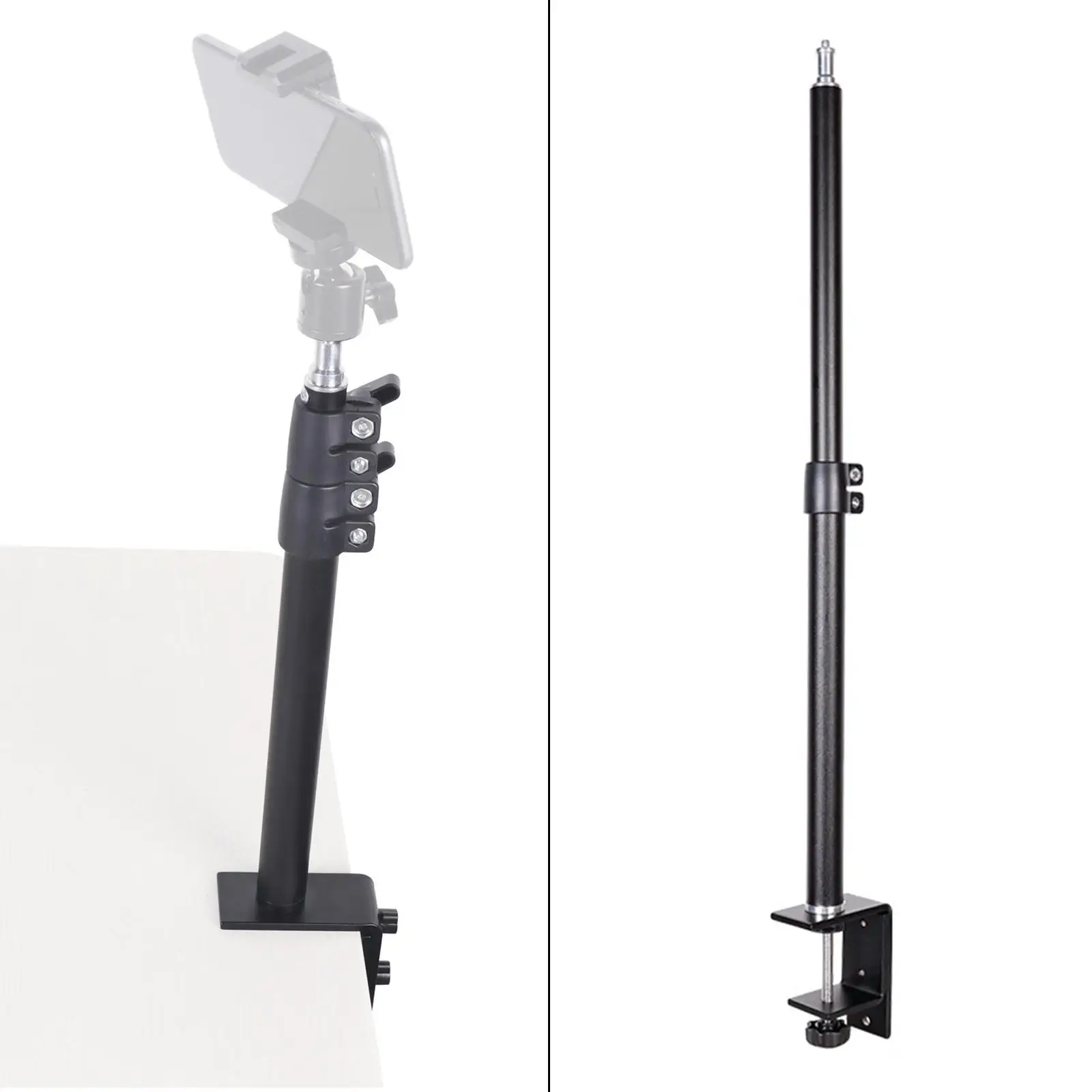 Desktop Light Stand Detachable Base 2 Sections Telescopic L Clamp Clamp DSLR Camera Desk Mount