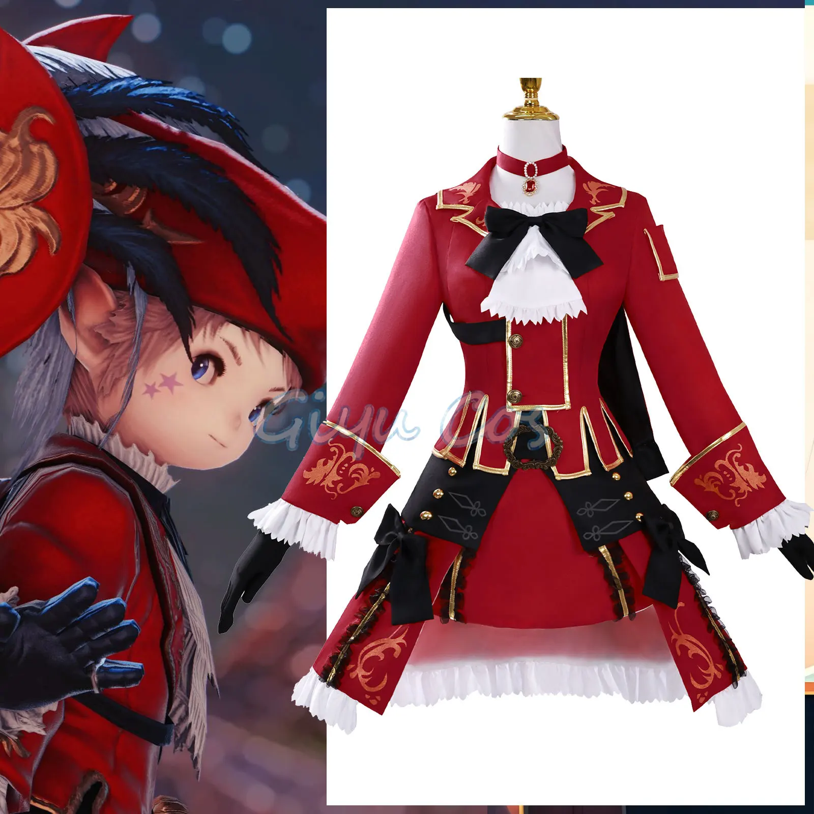 

Fantasy Red Wizard Cosplay Costume Wig Anime Halloween Costumes School Uniform