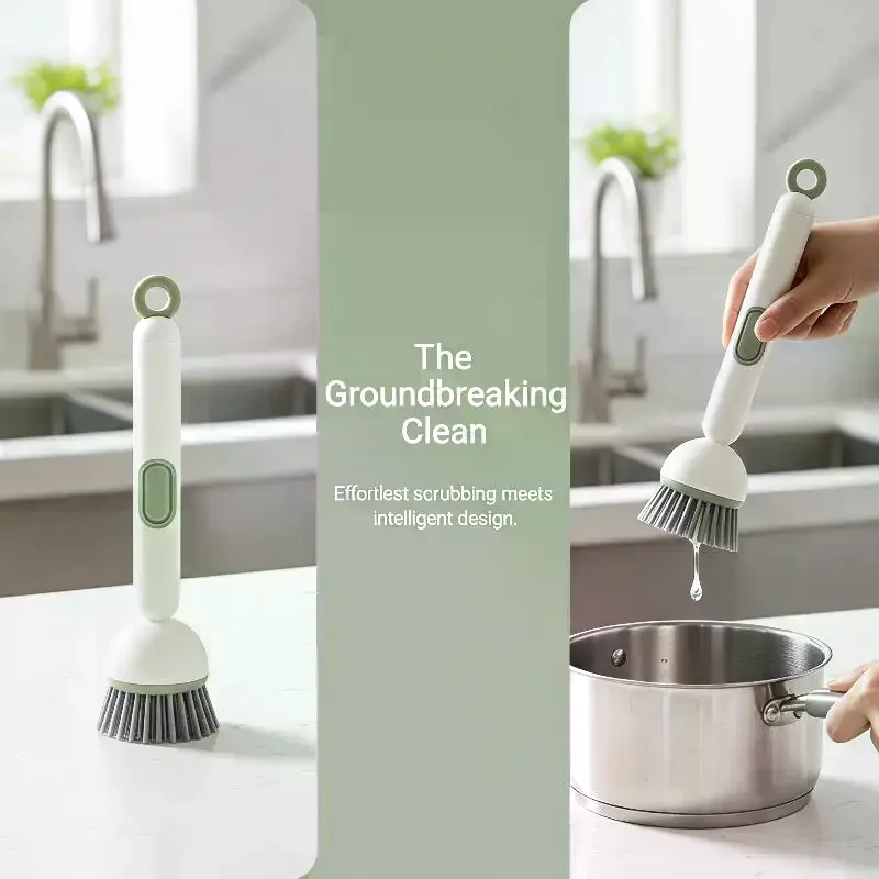 Electric Long Handle Dish Brush With Soap Dispenser Rotating Bristles For Kitchen Pot Sink Washing