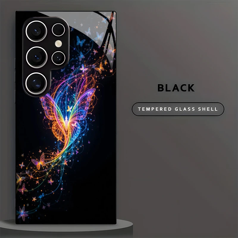 Butterfly Pattern Flower Bouquet 2D Phone Case for Samsung S26 S25 S24 S23 S22 S21 S20 A56 A55 Tempered Glass Protective Cover view 3