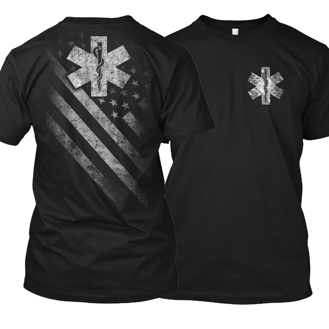 Hot Sale American Flag Star of Life Medical Symbol Paramedic T-Shirt 100% Cotton Summer O-Neck Short Sleeve Casual Mens T-shirt