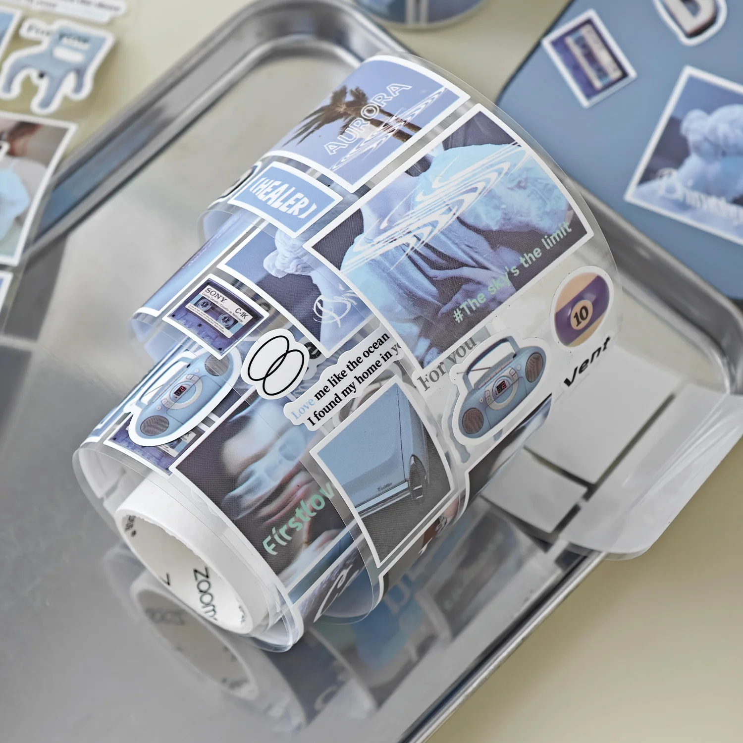 Ins 매거진 스타일 핸드북 테이프 Qiongzi Zhaoying 시리즈 자체 접착 다이 컷 테이프 복고풍 장식 재료 DIY 스티커