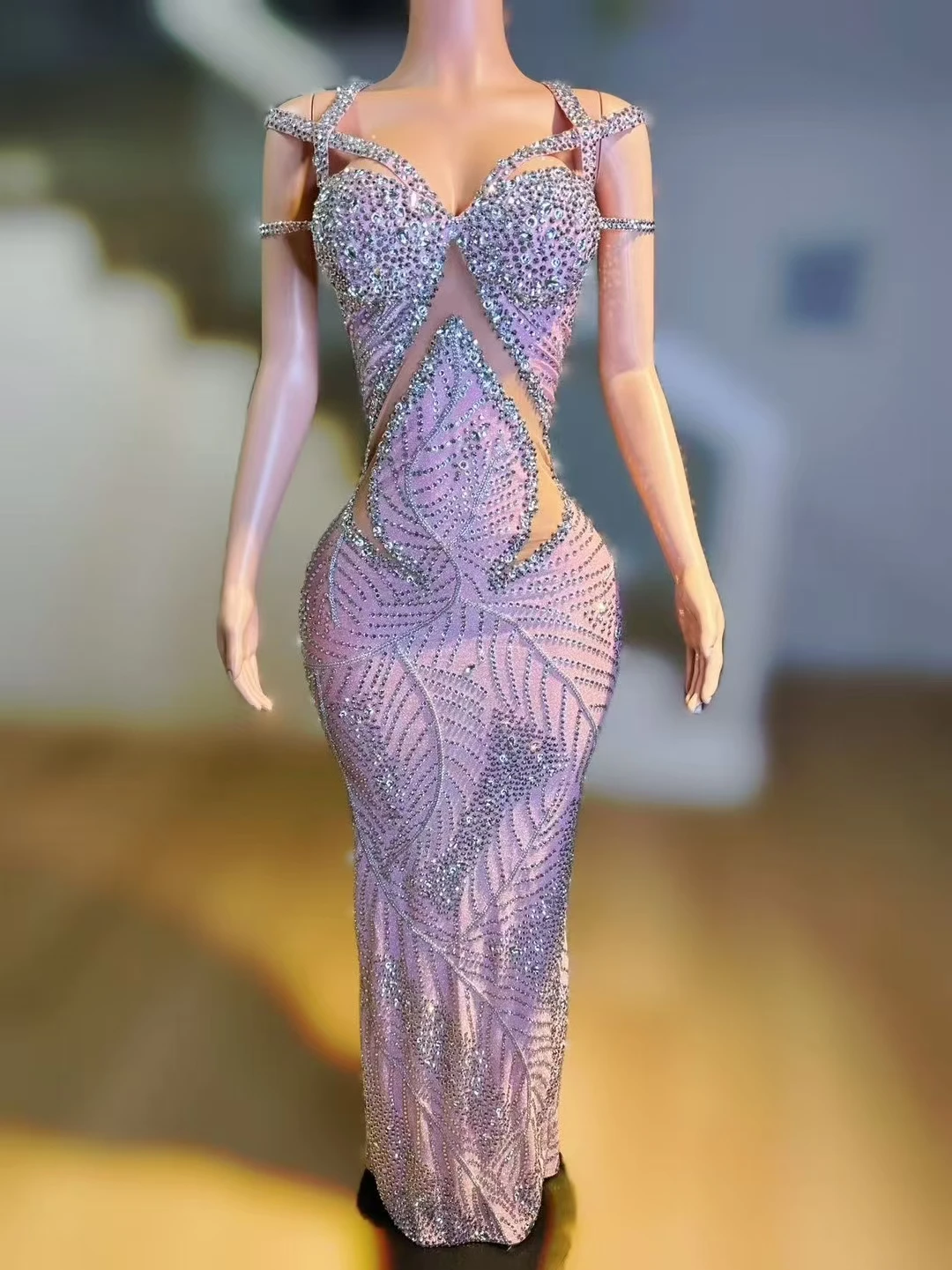 ชุดเดรสหรูหราสำหรับผู้หญิง ดีไซน์สายเดี่ยวเว้าลายเพชร เหมาะสำหรับงานแต่งงาน งานเลี้ยง งานแสดงบนเวที งานวันเกิด