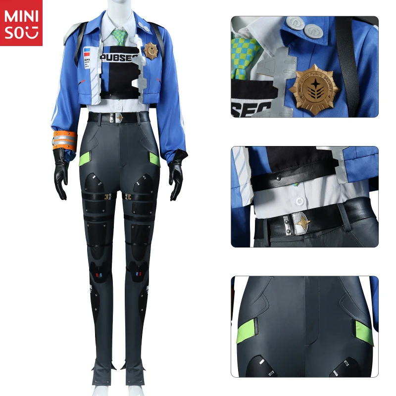

Miniso Zenless Zone Zero Zhu Yuan Cosplay Costume, Order & Investigation Squad Captain Outfit