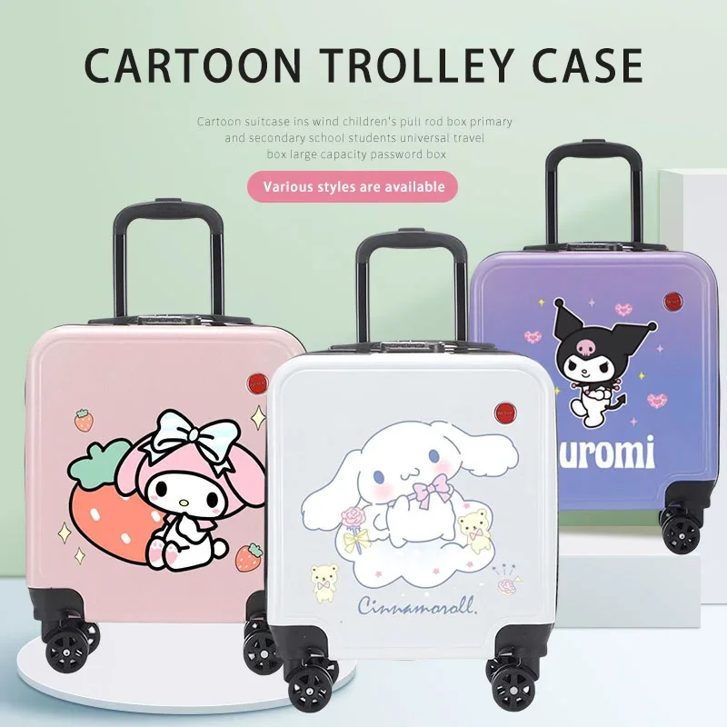 Sanios Kuromi Cinnamorll My Melody Trolley Case Cute Cartoon Anime ruota universale ad alta capacità Password Lock valigia bagagli