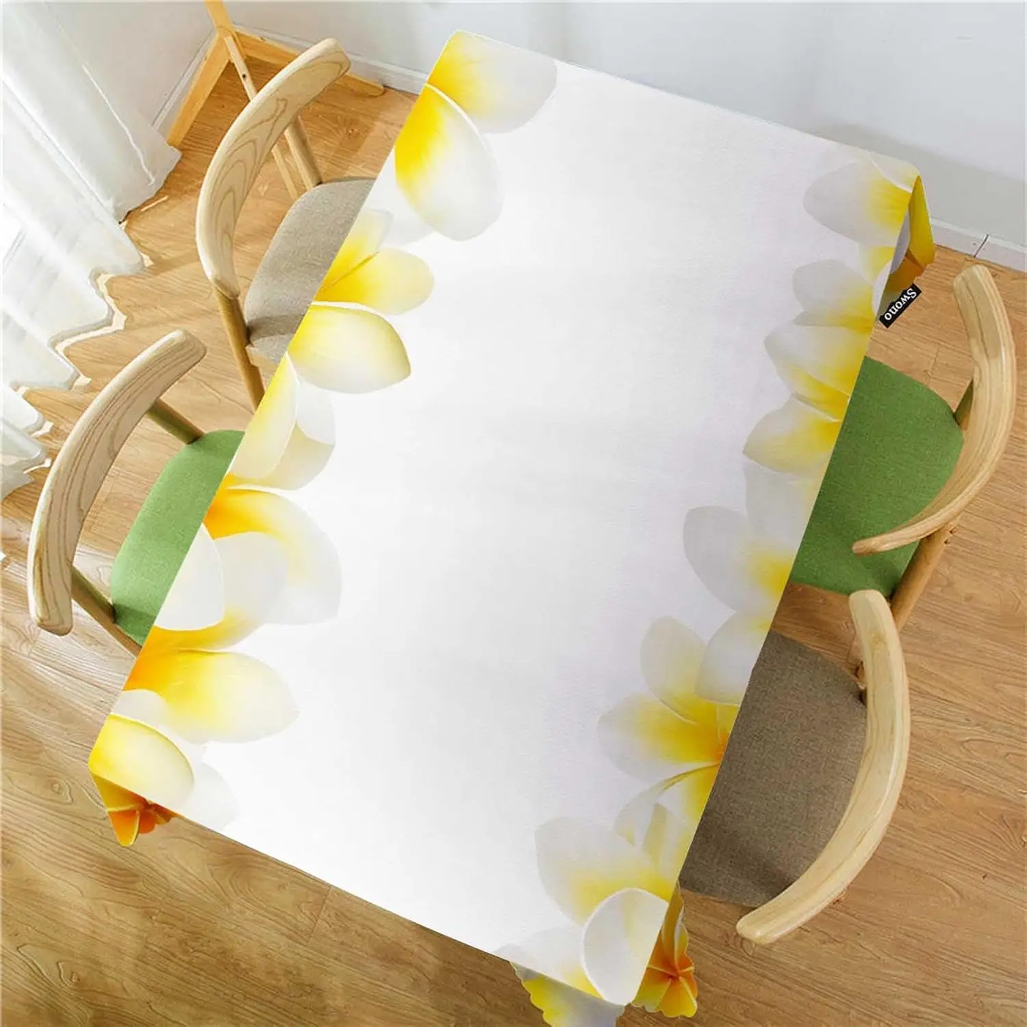 Elegant Floral Plumeria Tropical Tablecloth Table Runner for Dining Room Decor Centerpiece Home Decoration Party Table Cover